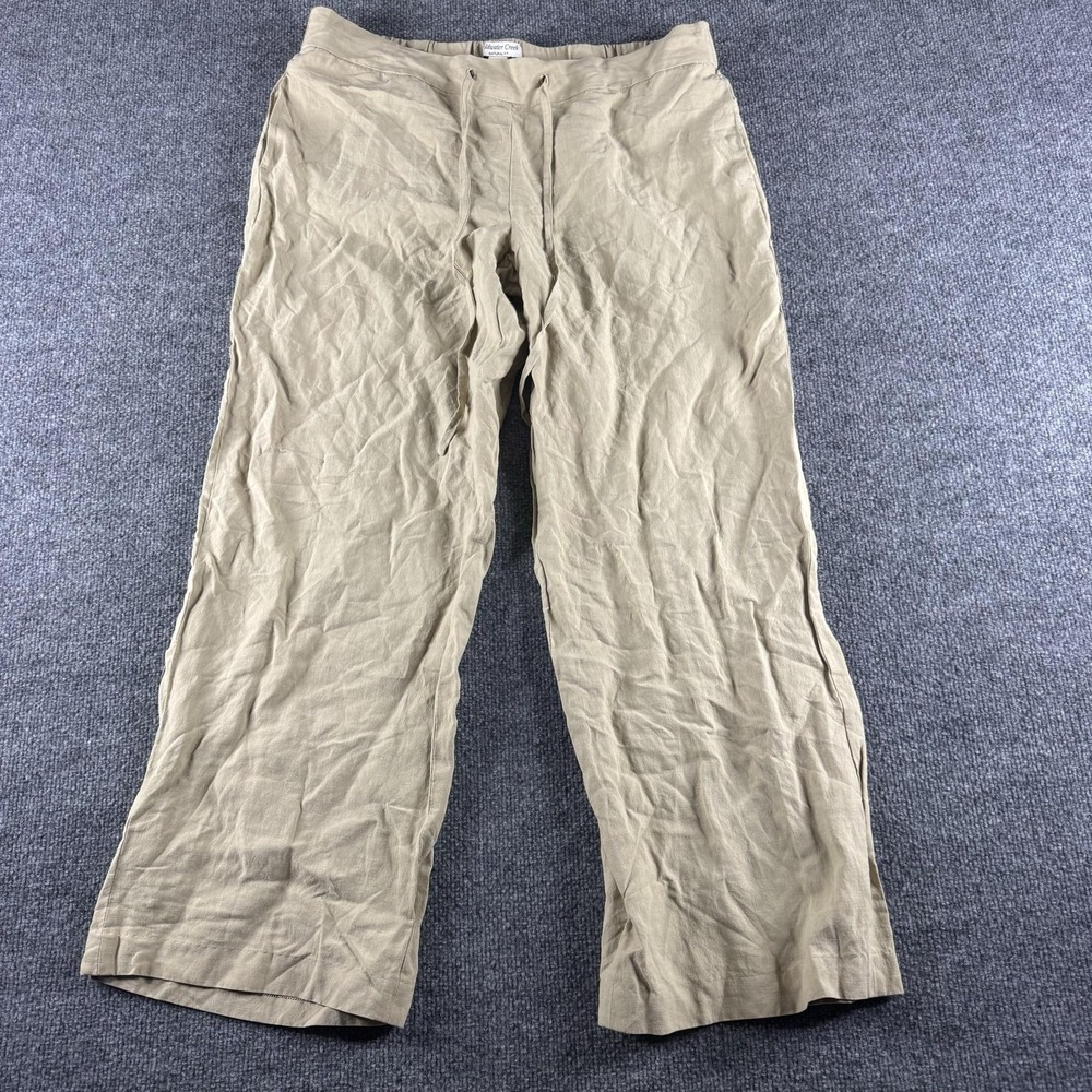 Coldwater Creek Pants Womens 16 Beige Silk Linen Pull On Elastic Waist Casual